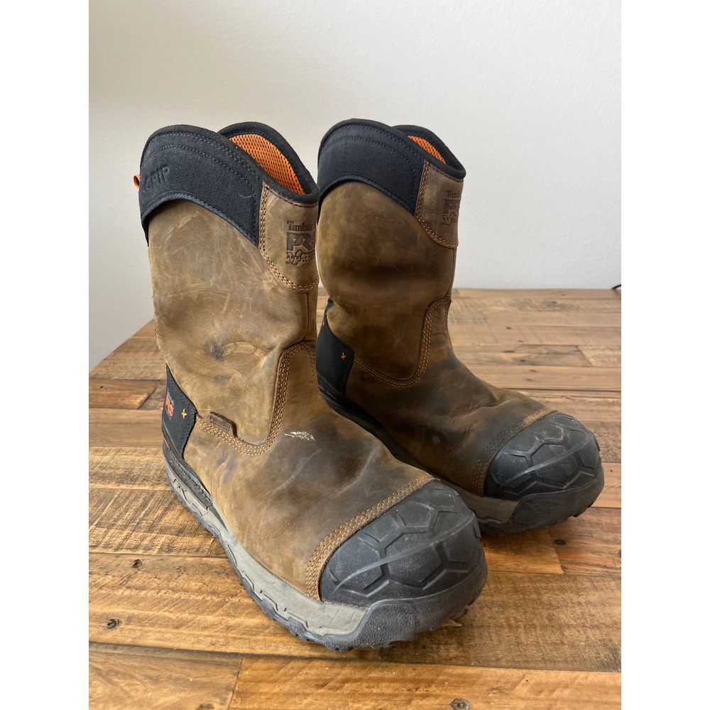 Timberland PRO True Grit Pull-On Composite Toe Work‎ Boots Brown Mens 13M A6473
